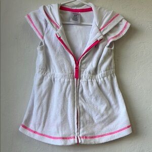 Carter's White and Pink Hooded Swimming cover up, girls size 24 months